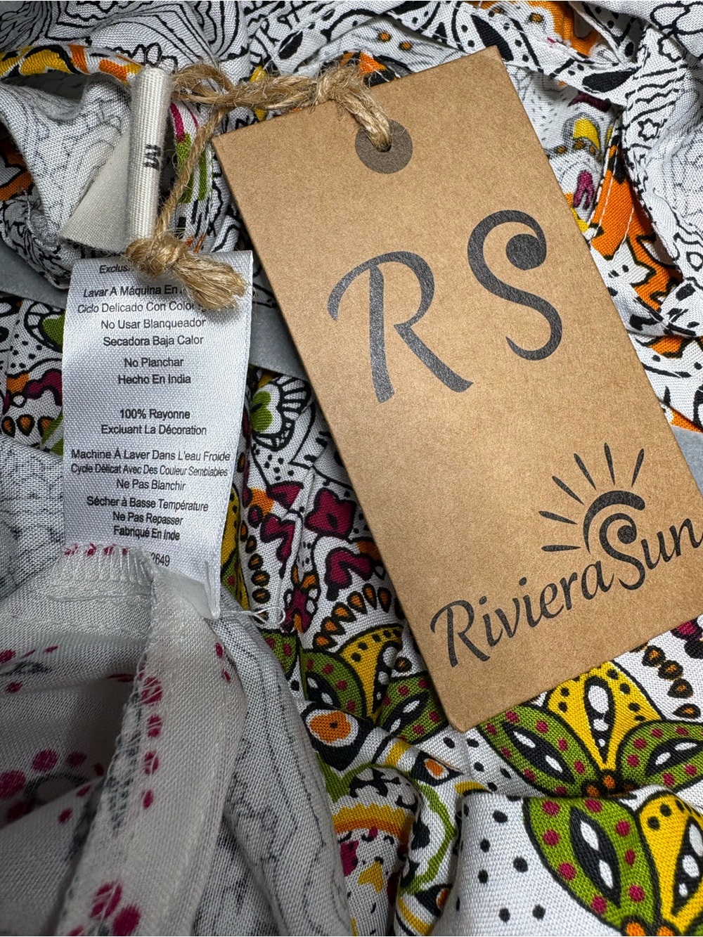 Sleeveless Printed Maxi Dress in Cream and Orange size M NWT - Picture 6 of 12